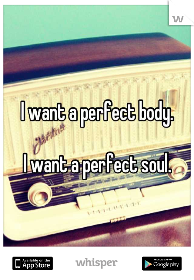I want a perfect body.

I want a perfect soul.