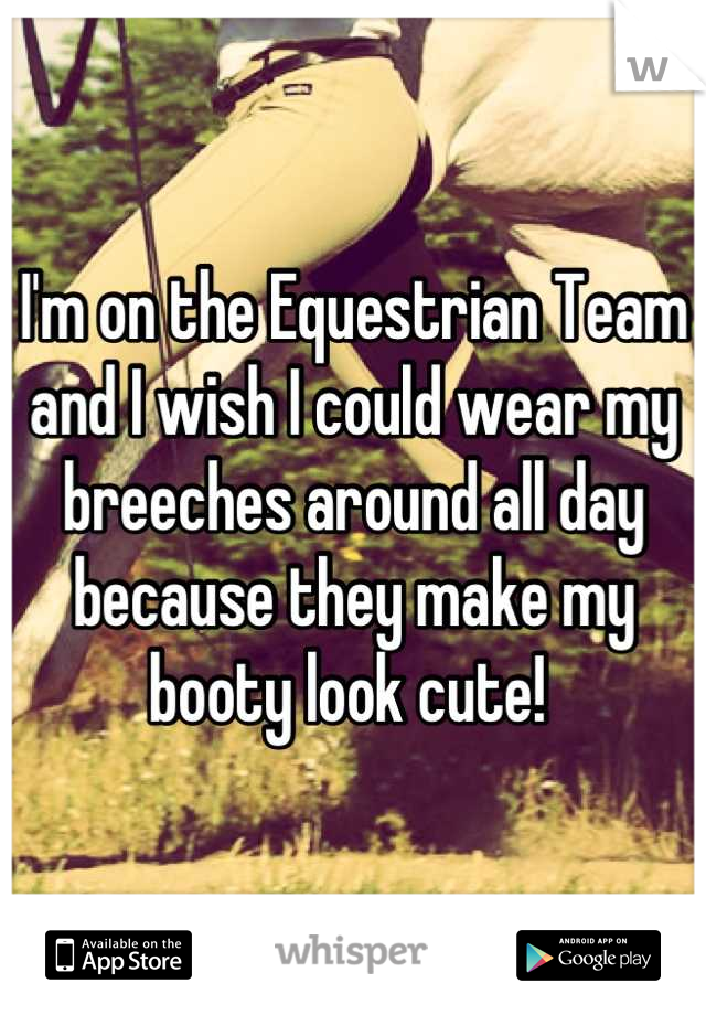 I'm on the Equestrian Team and I wish I could wear my breeches around all day because they make my booty look cute! 