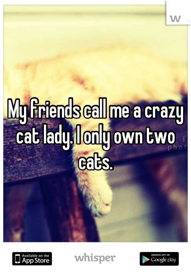 My friends call me a crazy cat lady. I only own two cats.