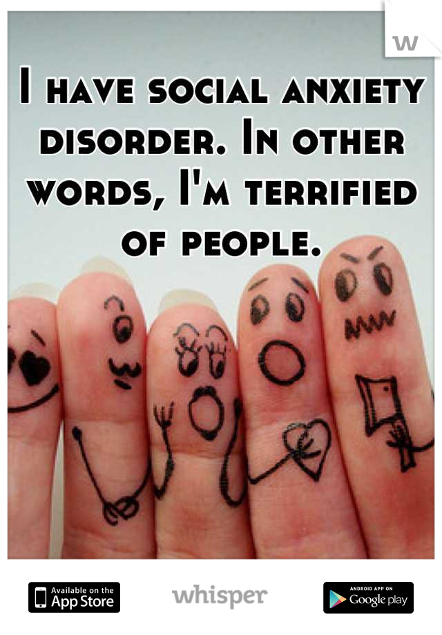 I have social anxiety disorder. In other words, I'm terrified of people.