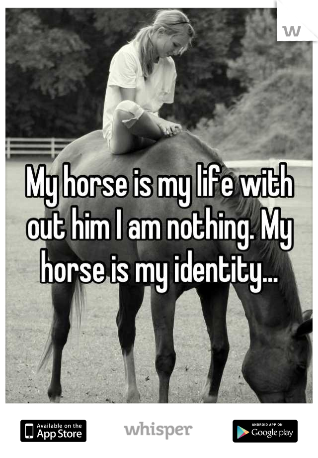 My horse is my life with out him I am nothing. My horse is my identity...