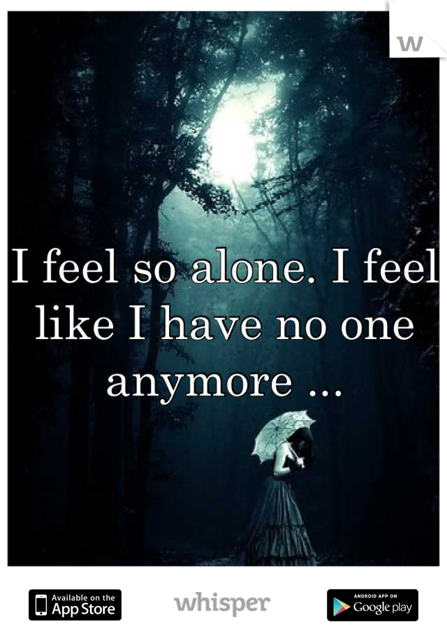 I feel so alone. I feel like I have no one anymore ...
