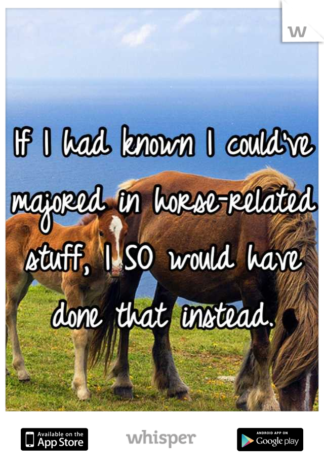 If I had known I could've majored in horse-related stuff, I SO would have done that instead.