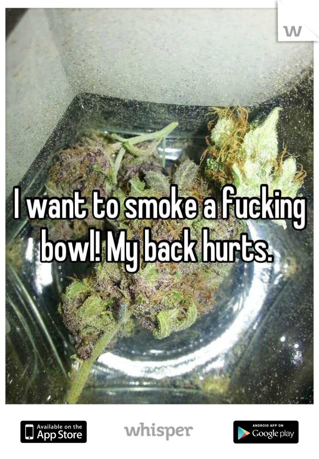 I want to smoke a fucking bowl! My back hurts. 
