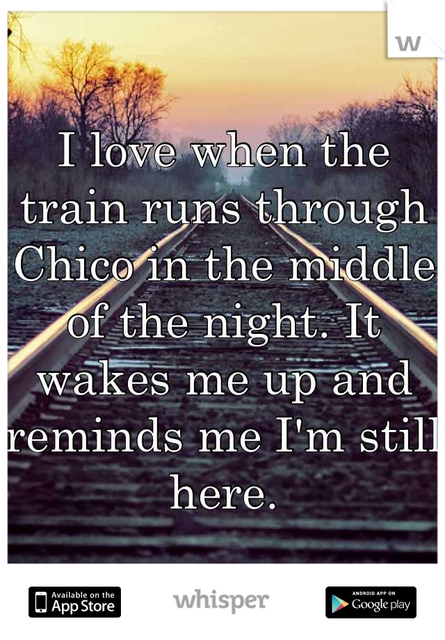 I love when the train runs through Chico in the middle of the night. It wakes me up and reminds me I'm still here.