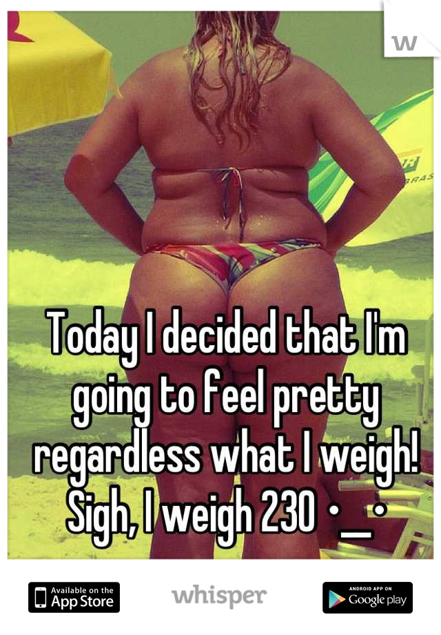 Today I decided that I'm going to feel pretty regardless what I weigh!
Sigh, I weigh 230 •__•