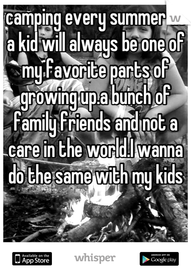camping every summer as a kid will always be one of my favorite parts of growing up.a bunch of family friends and not a care in the world.I wanna do the same with my kids


wish I could go back...