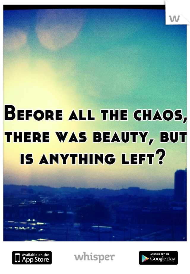 Before all the chaos, there was beauty, but is anything left? 
