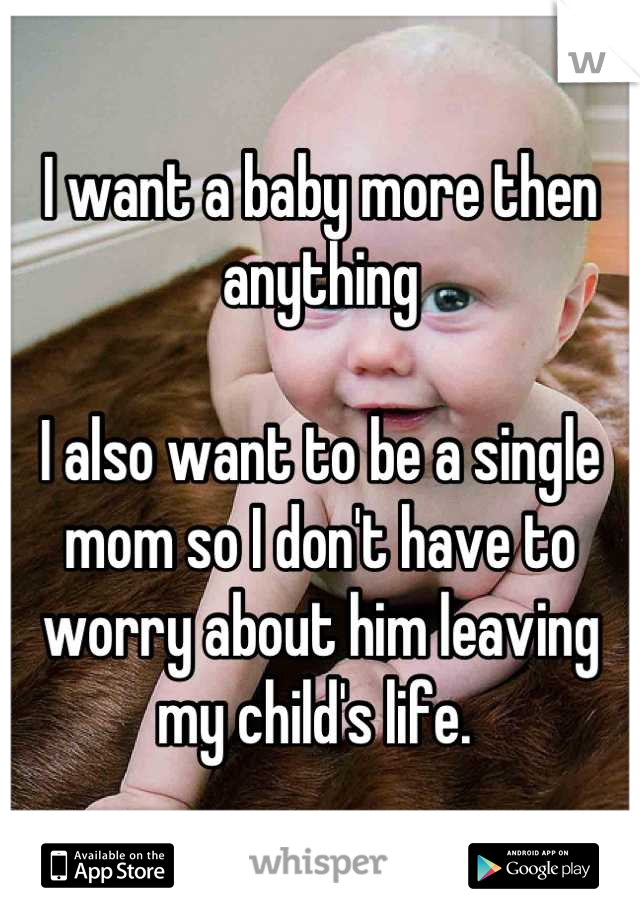 I want a baby more then anything

I also want to be a single mom so I don't have to worry about him leaving my child's life. 