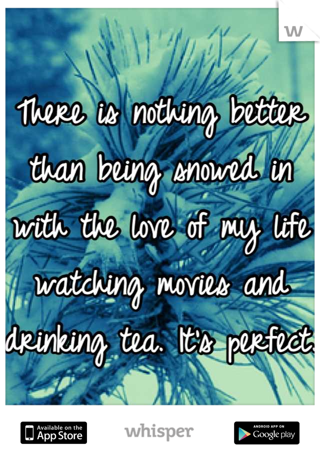There is nothing better than being snowed in with the love of my life watching movies and drinking tea. It's perfect. 