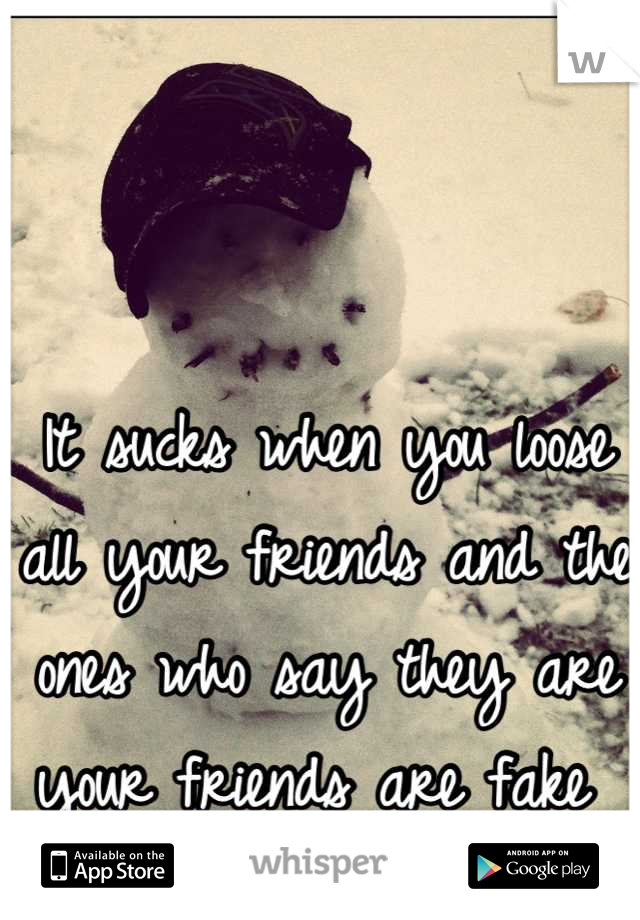 It sucks when you loose all your friends and the ones who say they are your friends are fake 