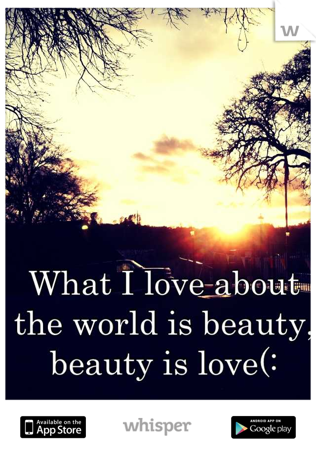 What I love about the world is beauty, beauty is love(: