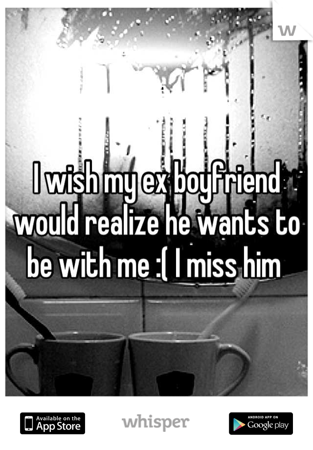 I wish my ex boyfriend would realize he wants to be with me :( I miss him 