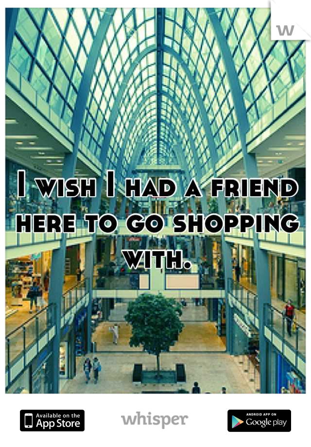 I wish I had a friend here to go shopping with.