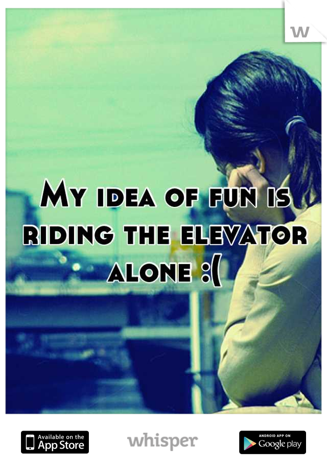 My idea of fun is riding the elevator alone :(