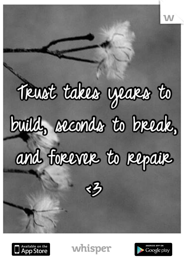 Trust takes years to build, seconds to break, and forever to repair <3