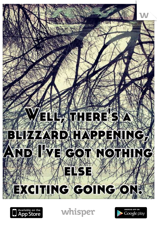 Well, there's a blizzard happening,
And I've got nothing else
exciting going on.
;)