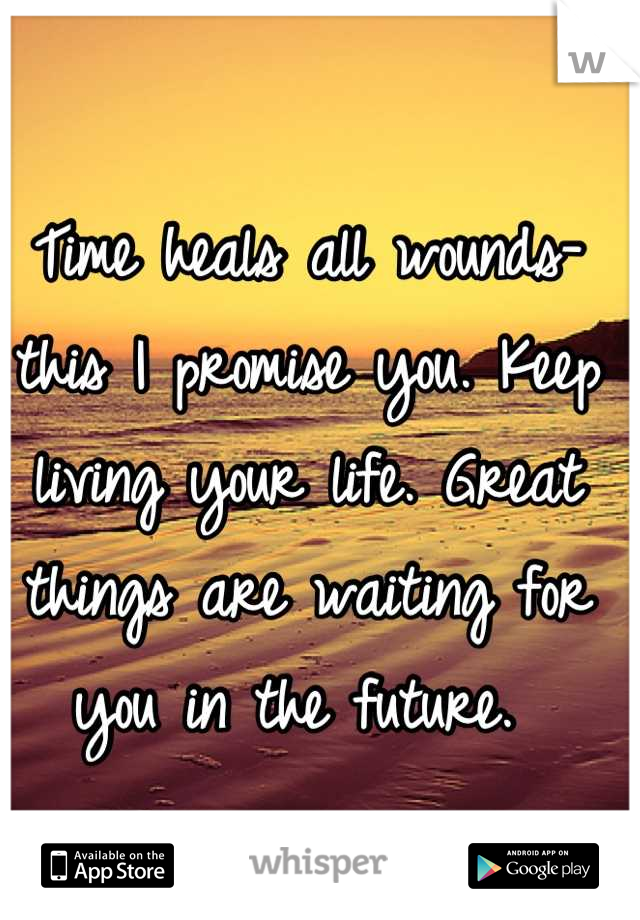 Time heals all wounds- this I promise you. Keep living your life. Great things are waiting for you in the future. 