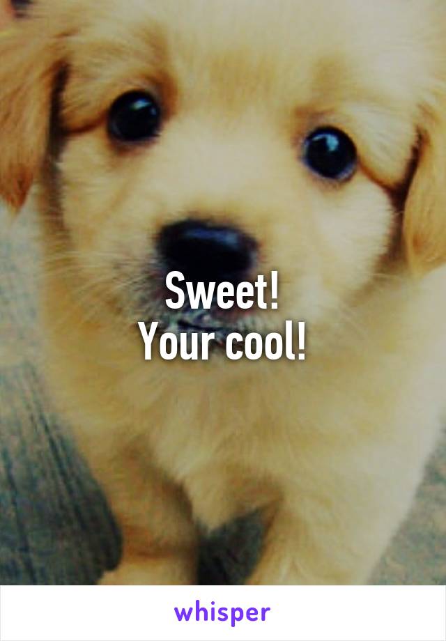Sweet!
Your cool!