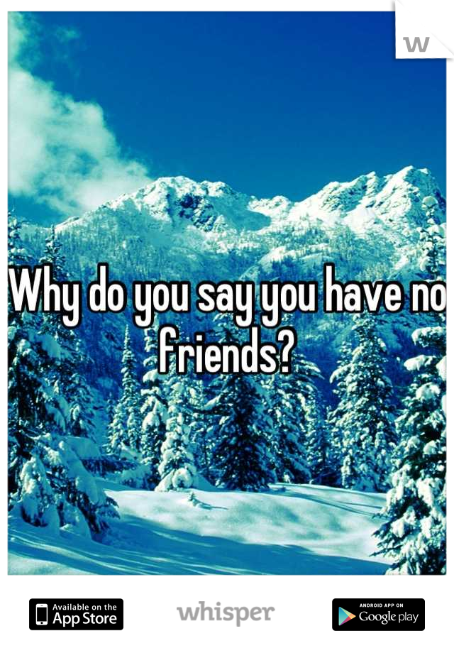 Why do you say you have no friends?