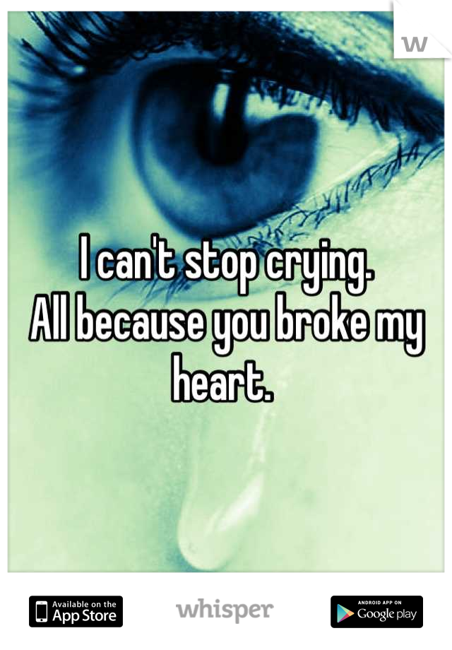 I can't stop crying. 
All because you broke my heart. 