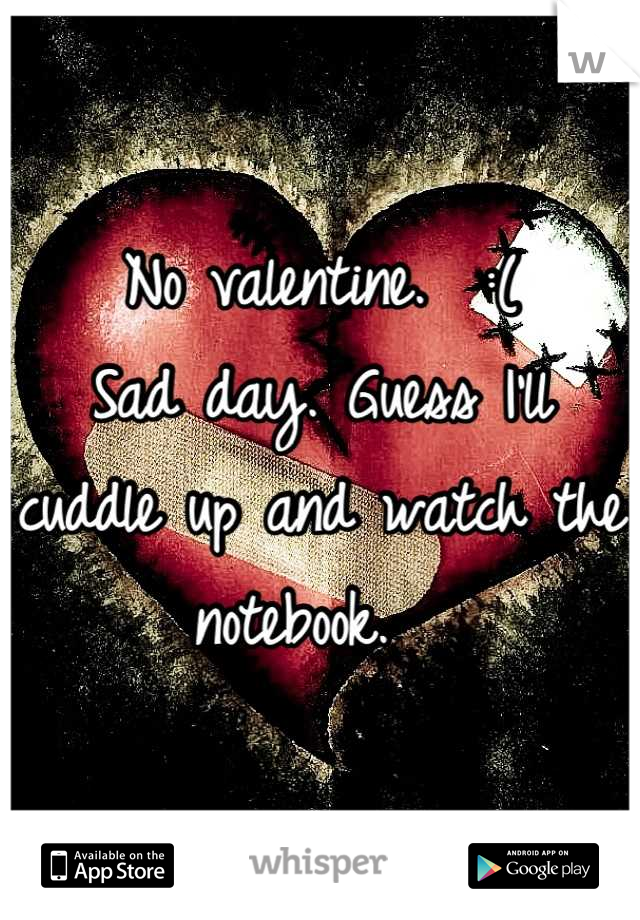 No valentine.  :( 
Sad day. Guess I'll cuddle up and watch the notebook.  