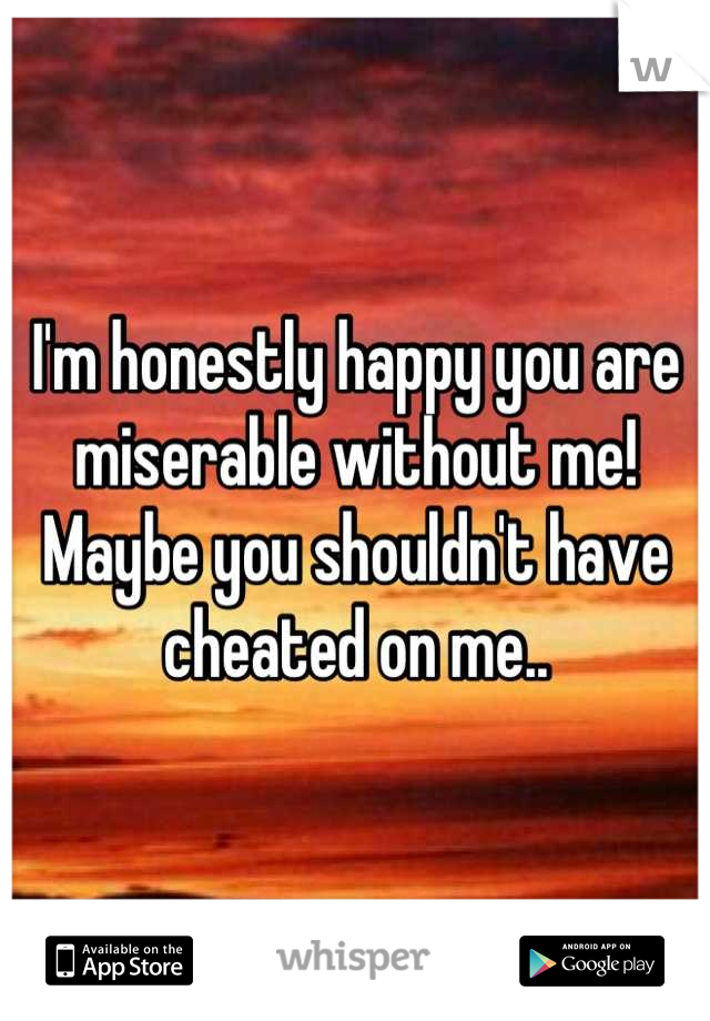 I'm honestly happy you are miserable without me! Maybe you shouldn't have cheated on me..