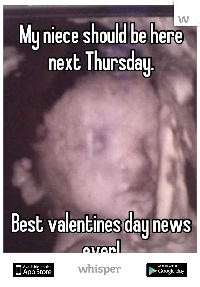 My niece should be here next Thursday.





Best valentines day news ever!