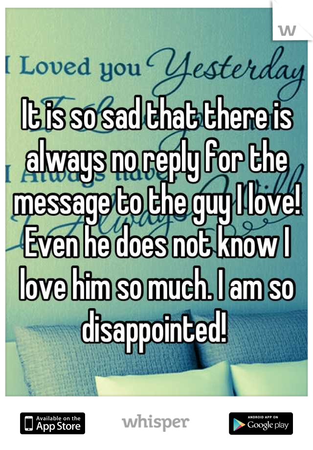 It is so sad that there is always no reply for the message to the guy I love! Even he does not know I love him so much. I am so disappointed! 