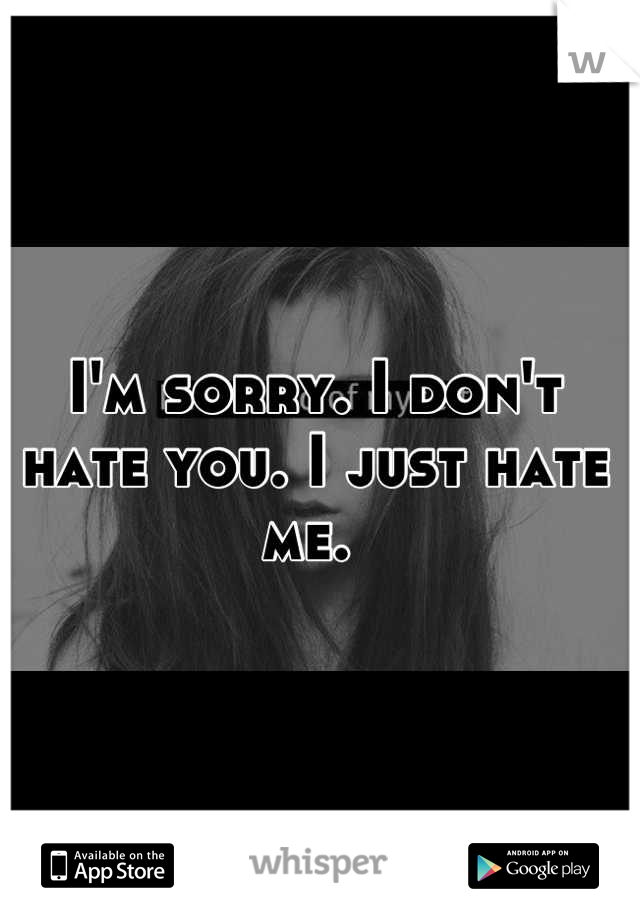I'm sorry. I don't hate you. I just hate me. 