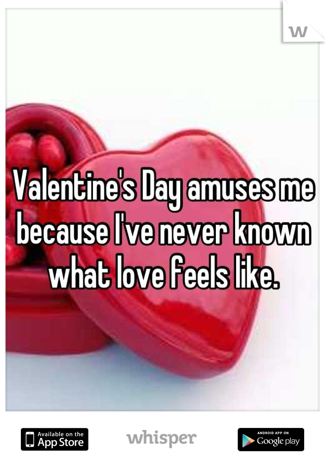 Valentine's Day amuses me because I've never known what love feels like.