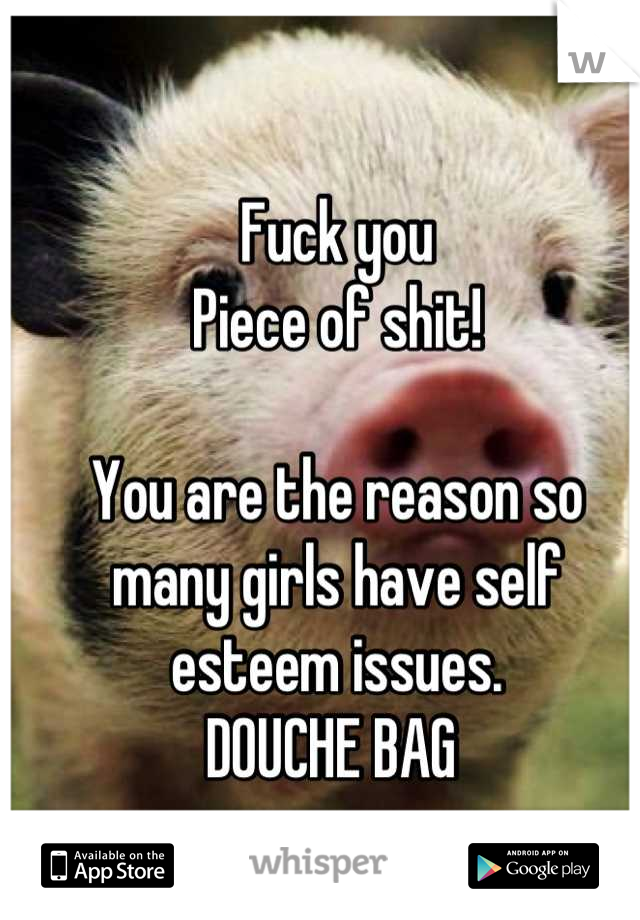 Fuck you 
Piece of shit!

You are the reason so many girls have self esteem issues.
DOUCHE BAG 