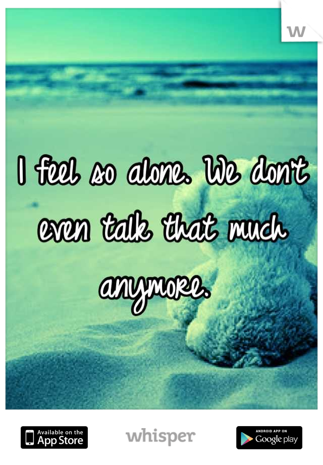 I feel so alone. We don't even talk that much anymore. 