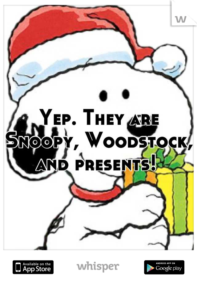 Yep. They are Snoopy, Woodstock, and presents! 