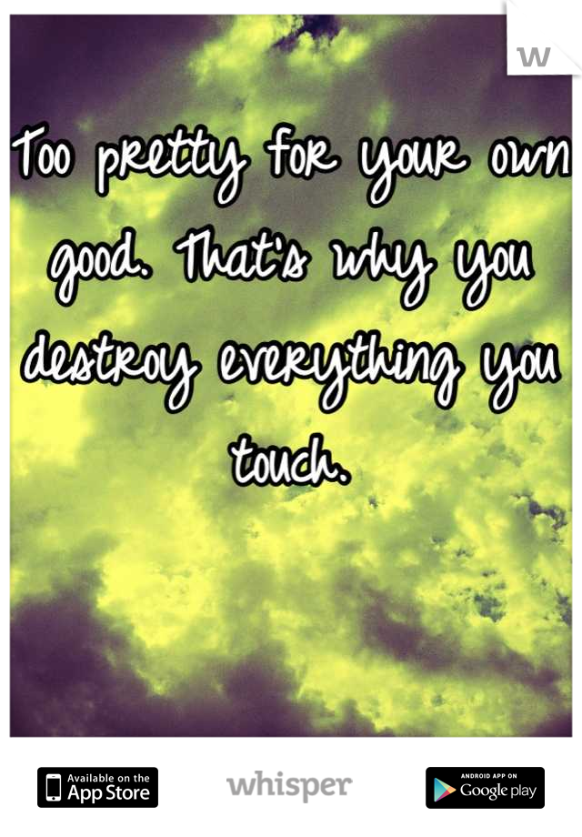 Too pretty for your own good. That's why you destroy everything you touch.