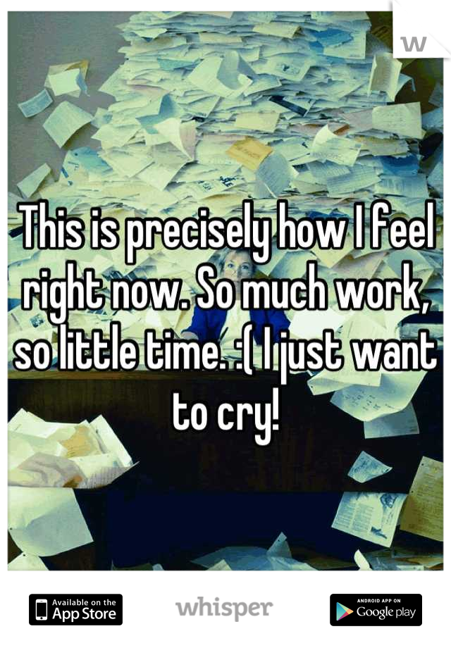 This is precisely how I feel right now. So much work, so little time. :( I just want to cry!