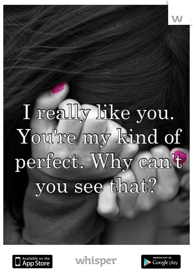 I really like you. You're my kind of perfect. Why can't you see that? 