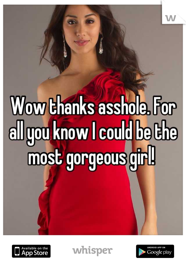 Wow thanks asshole. For all you know I could be the most gorgeous girl! 