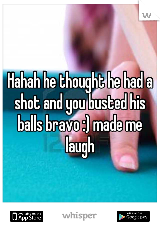 Hahah he thought he had a shot and you busted his balls bravo :) made me laugh