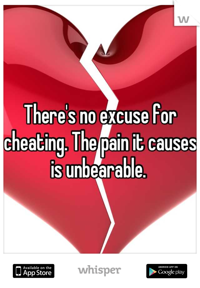 There's no excuse for cheating. The pain it causes is unbearable. 