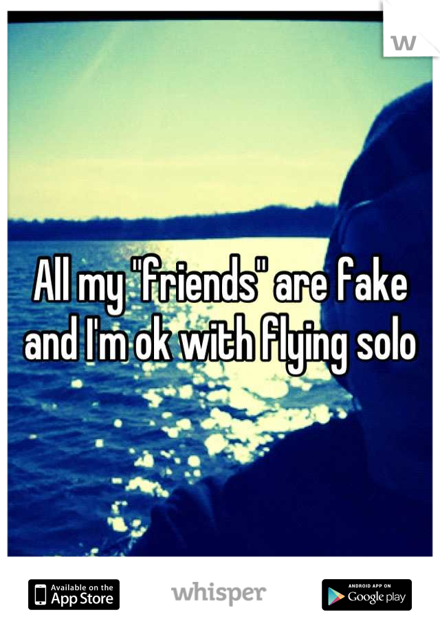 All my "friends" are fake and I'm ok with flying solo