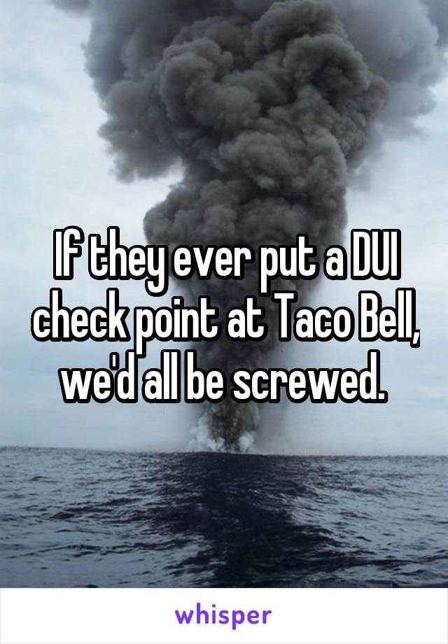 If they ever put a DUI check point at Taco Bell, we'd all be screwed. 