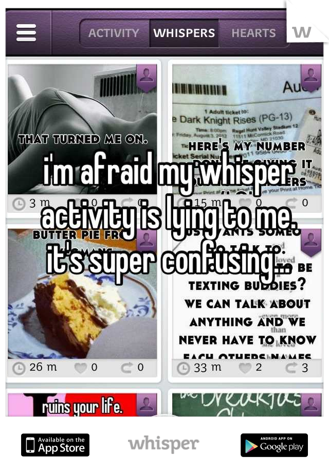 i'm afraid my whisper activity is lying to me. 
it's super confusing...