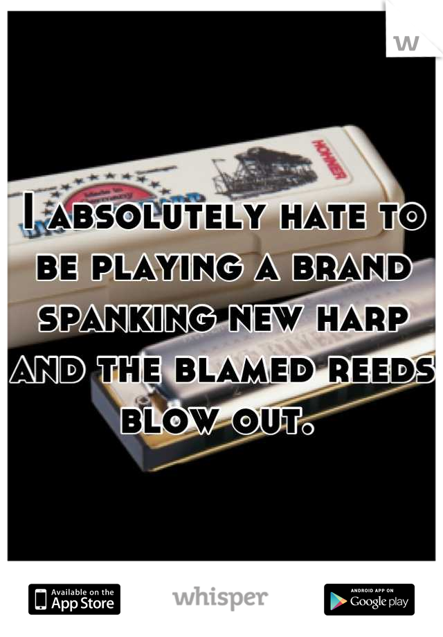 I absolutely hate to be playing a brand spanking new harp and the blamed reeds blow out. 