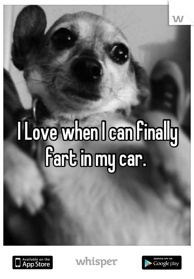 I Love when I can finally fart in my car. 
