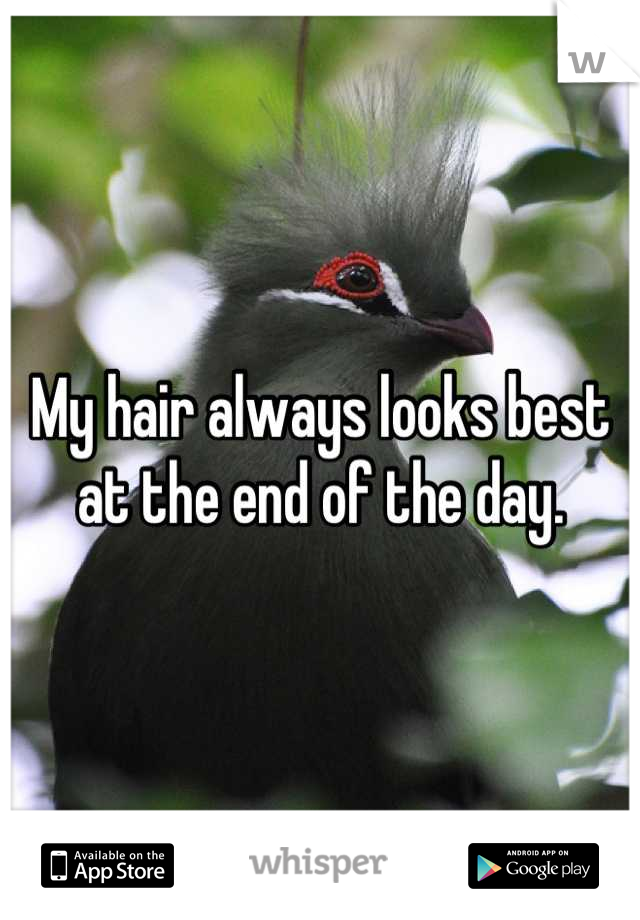 My hair always looks best at the end of the day.