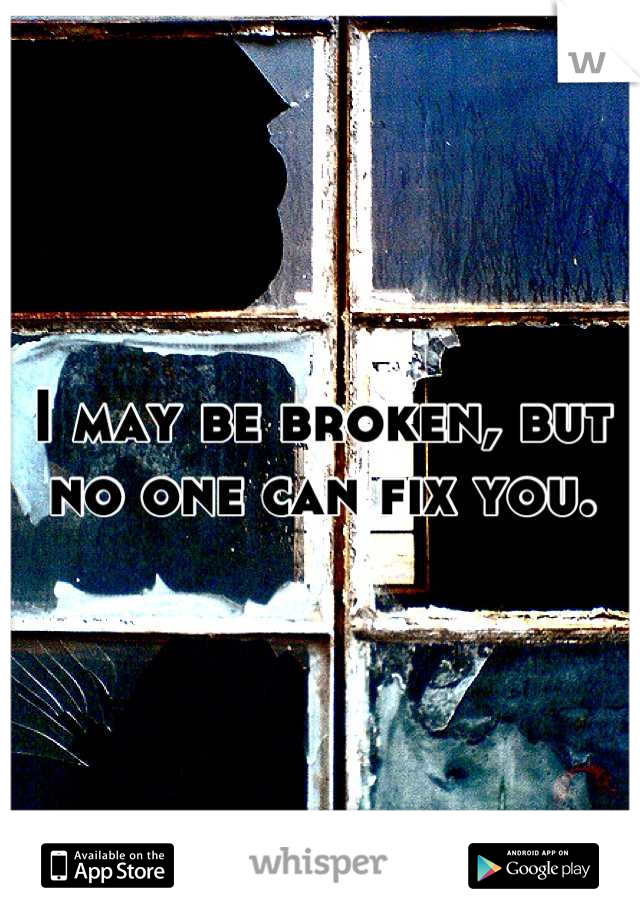 I may be broken, but no one can fix you.