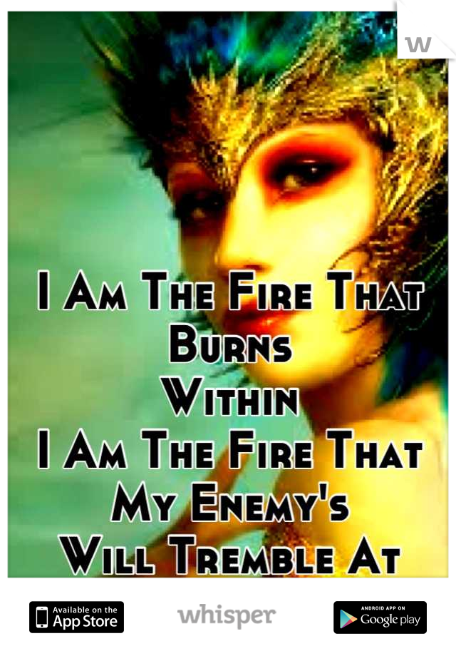 I Am The Fire That Burns
Within
I Am The Fire That My Enemy's 
Will Tremble At
