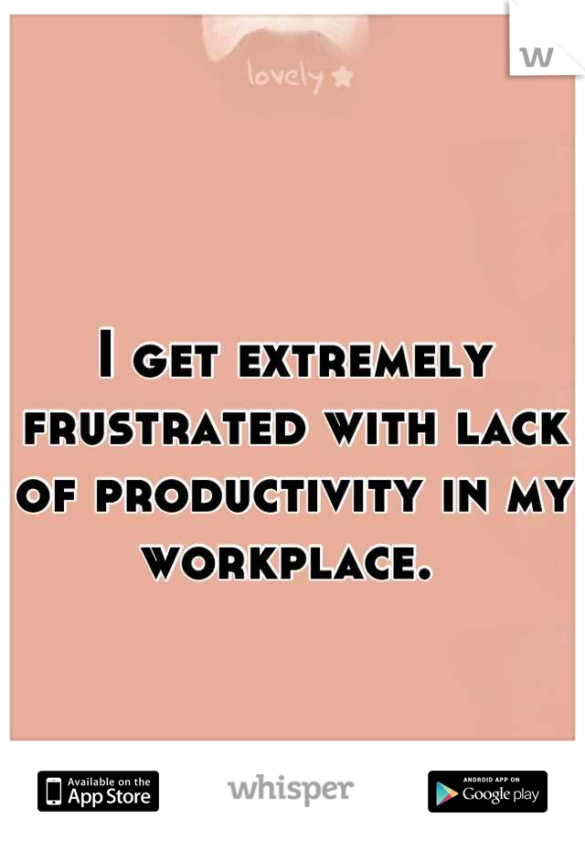 I get extremely frustrated with lack of productivity in my workplace. 