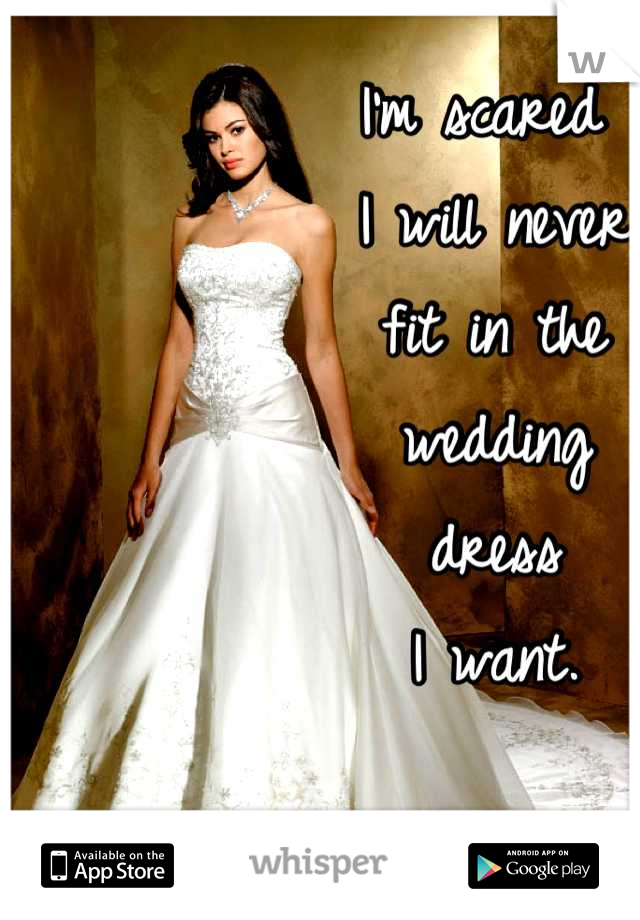 I'm scared
 I will never
 fit in the
 wedding
 dress
 I want.